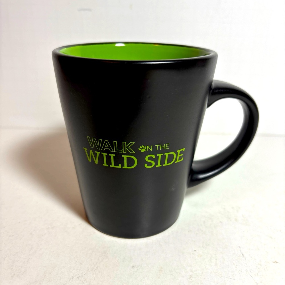 Walk On The Wild Side Coffee Cup, Black with Green Interior, 11 oz